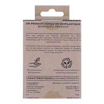 ECO - Souris sans fil en bioplastique - beige