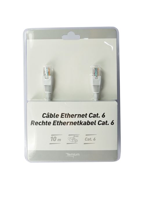 TEMIUM Connectique Audio / Vid&eacute;o  C&acirc;ble RJ45 CAT6 Droit 10m Blanc
