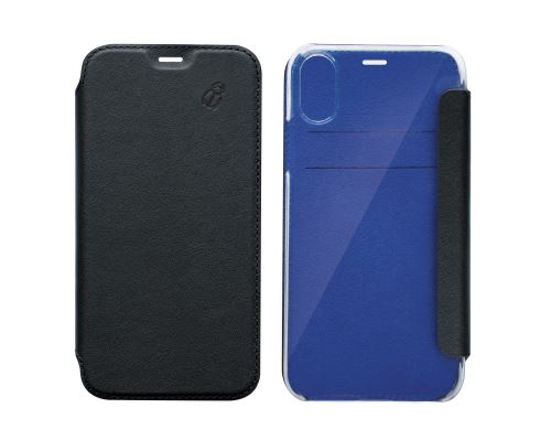 Etui folio en cuir Beetlecase Crystal Noir pour iPhone X