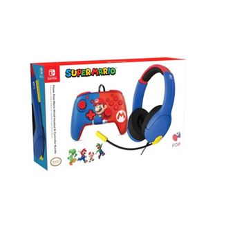 Pack Gaming Mario Pdp Manette Filaire Casque Filaire Pour Nintendo Switch Accessoire Pour