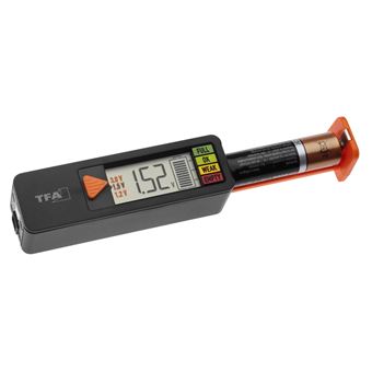 Testeur de piles et batteries digital ultra-compact Tfa dostmann Noir et Orange