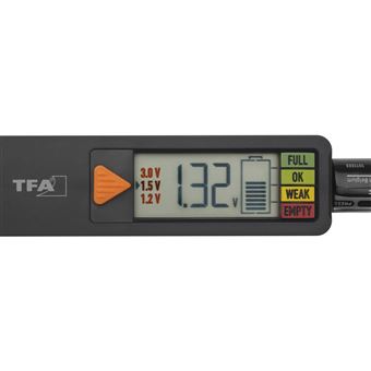 Testeur de piles et batteries digital ultra-compact Tfa dostmann Noir et Orange