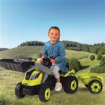 Smoby Tracteur enfant à pédales Builder Max avec remorque