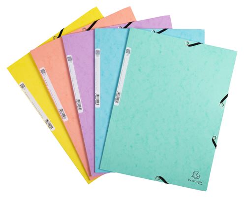 Excp Multicolore Set De 5 Chemises À Élastique En Carte Lustrée Exacompta Aquarel