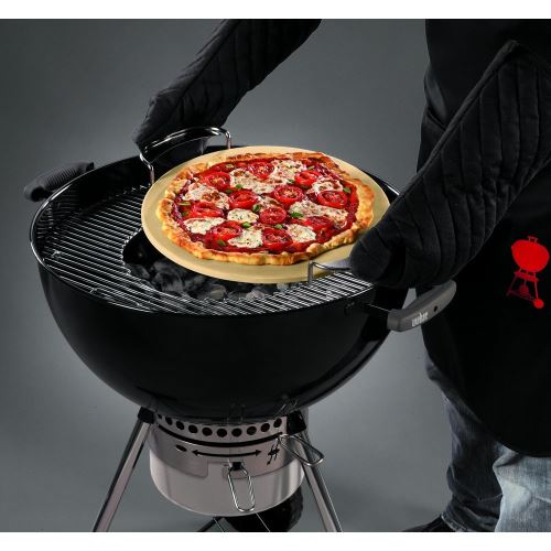 GOURMEO Kit Pierre à Pizza Cordiérite - 38x30cm, Avec Pelle Bambou, Pour Four Et Barbecue, Cuisson Homogène