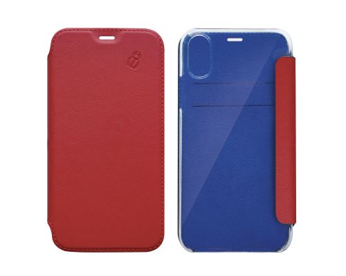 Etui folio en cuir Beetlecase Crystal Rouge pour iPhone X