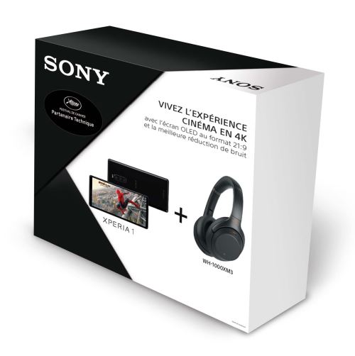 Pack Smartphone Sony Xperia 1 Double SIM 128 Go Noir + Casque Wh-1000xM3 Noir Exclusivité Fnac