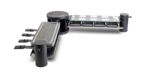 NOON FAMILY_V2_X2 Plancha 4 en 1 - Pierre a griller Grill Raclette Crepiere - 2x600W - 8 personnes