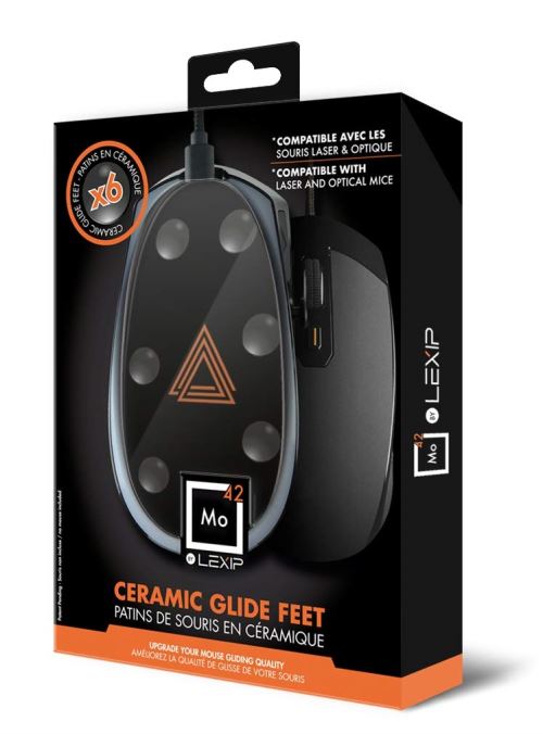 6 Patins de souris en céramique Lexip Mo42 Noir
