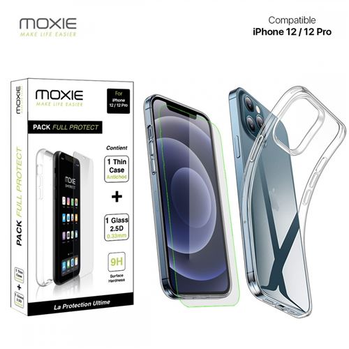Pack coque souple + verre trempé pour iPhone 12 / 12 Pro