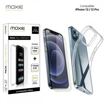 Pack coque souple + verre trempé pour iPhone 12 / 12 Pro