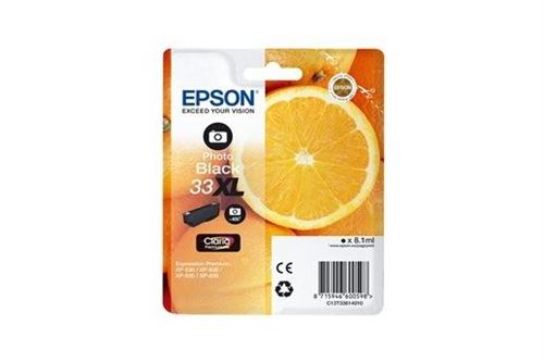 Epson 33 - 8.1 ml - haute capacité - photo noire - original - blister - cartouche d'encre - pour Expression Home XP-635, 830; Expression Premium XP-530, 540, 630, 635, 640, 645, 830, 900