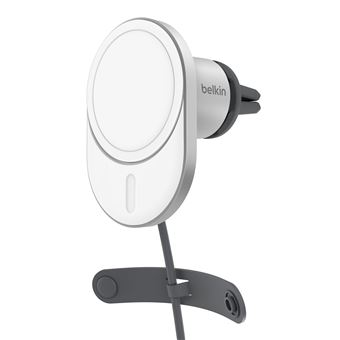 Belkin - Support de chargement sans fil de voiture - magnétique avec Qi2 + adaptateur d'alimentation de voiture - 15 Watt - Fast Charge - gris - 1