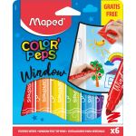 Pack de 6 Feutres vitre et un chiffon Maped