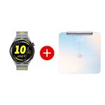 Pack Montre connectée Huawei Watch GT Runner Gris et jaune + Balance connectée avec indicateurs corporels Huawei Scale 3 Pro Blanc