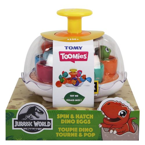 Jeu d &eacute;veil Tomy Toupie Dino Tourne et Pop Multicolore