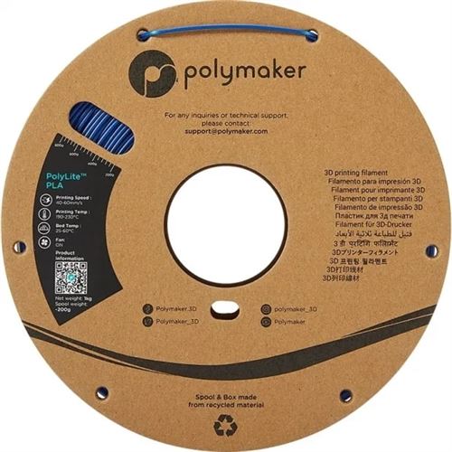Polymaker PA02005 PolyLite Filament PLA 1.75mm 1Kg Blue