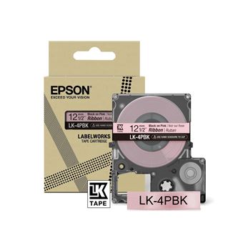 Epson LabelWorks LK-4PBK - Satin - noir sur rose - Rouleau (1,2 cm x 5 m) 1 cassette(s) bande de ruban - pour LabelWorks Cable and Wiring Kit, LW-1000, 600, 700, K400, Z700, Z710, Z900, Safety Kit