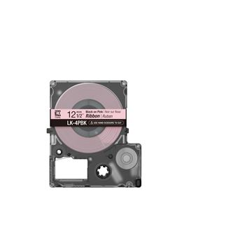 Epson LabelWorks LK-4PBK - Satin - noir sur rose - Rouleau (1,2 cm x 5 m) 1 cassette(s) bande de ruban - pour LabelWorks Cable and Wiring Kit, LW-1000, 600, 700, K400, Z700, Z710, Z900, Safety Kit