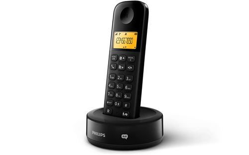 Téléphone fixe sans fil avec répondeur Philips D1651B Noir