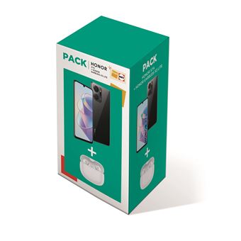Pack Smartphone Honor X7A 6.74" 4G Double nano SIM 128 Go Noir minuit + Ecouteurs sans fil Bluetooth Honor Earbuds X3 Lite Blanc - 1