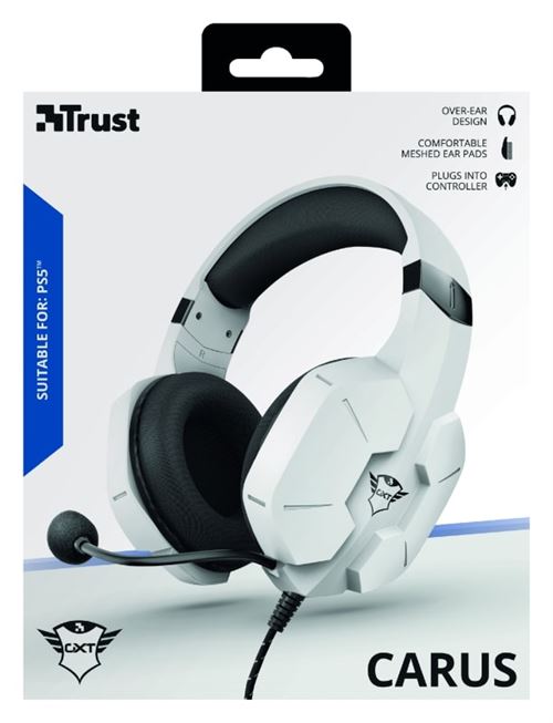 Micro casque Gaming filaire Trust GXT 323W Carus Blanc pour PS4