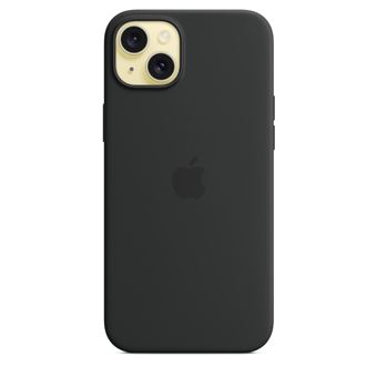 Coque en silicone avec MagSafe pour iPhone 15 Plus Noir