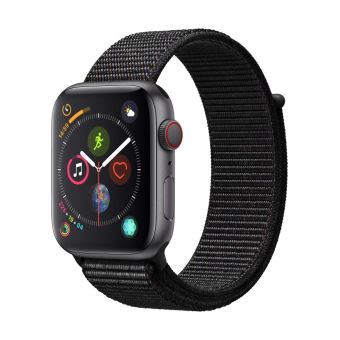 Apple Watch Series 4 Cellular 44 mm Boîtier en Aluminium Gris sidéral avec Boucle Sport noir