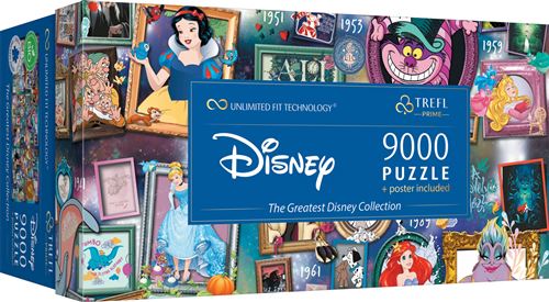 Neofil3D Puzzle 9000 pièces Trefl The Greatest Disney Collection Poster inclus Unlimited Fit Technology Bleu
