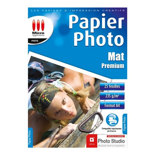 Pack de 25 feuilles papiers photo A4 Micro Application Premium