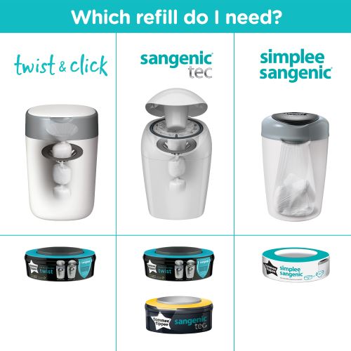 Recharge sac poubelle pour récupérateur de couches Sangénic Twist&Click  format classique - PAREDES