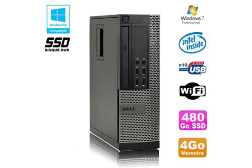 PC Dell Optiplex 7010 SFF Intel Pentium G870 3.1 GHz 4Go 480Go SSD Microsoft Windows 7