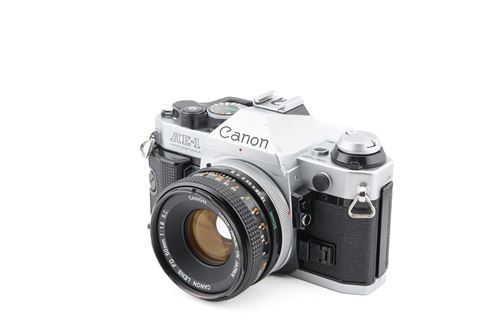 Appareil photo argentique Canon AE-1 Program Noir et Argent + 50 mm f1.8 S.C. Reconditionné
