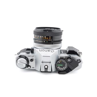 Appareil photo argentique Canon AE-1 Program Noir et Argent + 50