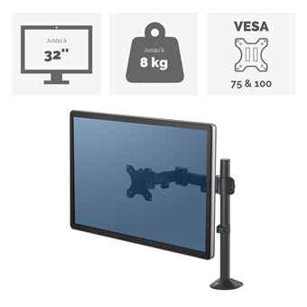 Bras support pour écran TFT/LCD Fellowes Reflex Noir