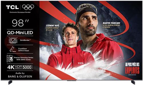 TV QD Mini LED Tcl 98C89K 248 cm 4K UHD 2025 Aluminium brossé - vue 1