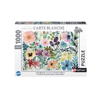 Puzzle Nathan L’herbier des jolies fleurs aquarellées Jennifer Lefèvre Collection Carte Blanche 1000 pièces