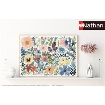 Puzzle Nathan L’herbier des jolies fleurs aquarellées Jennifer Lefèvre Collection Carte Blanche 1000 pièces