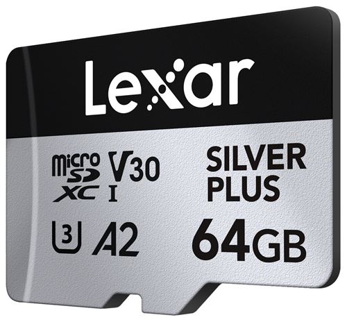 Carte mémoire Micro SDXC Lexar Plus 64 Go Noir et argent