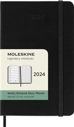 Agenda civil semainier Moleskine 2024 12 mois Format de Poche Couverture Dure Noir