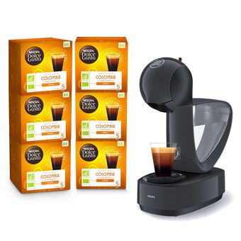 Expresso Krups Nescafé Dolce Gusto Infinissima YY4345FD et 6 boites de capsules café Bio 1500 W Gris