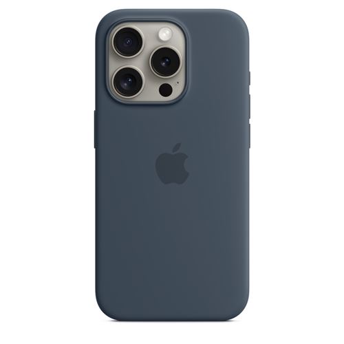 Apple Coque en silicone avec MagSafe pour iPhone 15 Pro Bleu orage