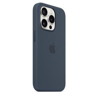 Coque en silicone avec MagSafe pour iPhone 15 Pro Bleu orage