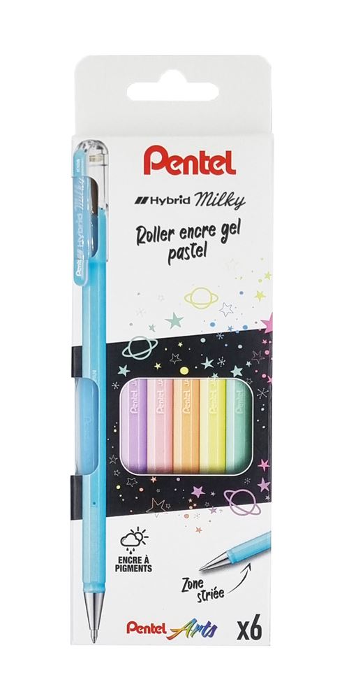 PENTEL - Pochette de 6 Rollers gel encre pastel
