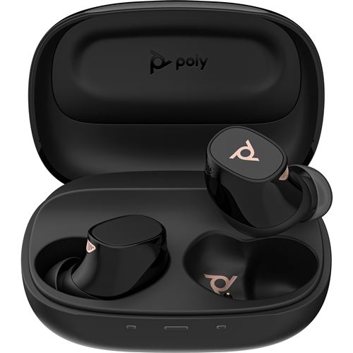 Ecouteurs intra-auriculaires sans fil Bluetooth Poly Voyager Free 20 avec réduction de bruit Noir + étui de charge de base