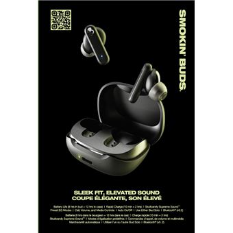 SKULLCANDY - Ecouteurs sans fil bluetooth skullcandy smokin' buds noir