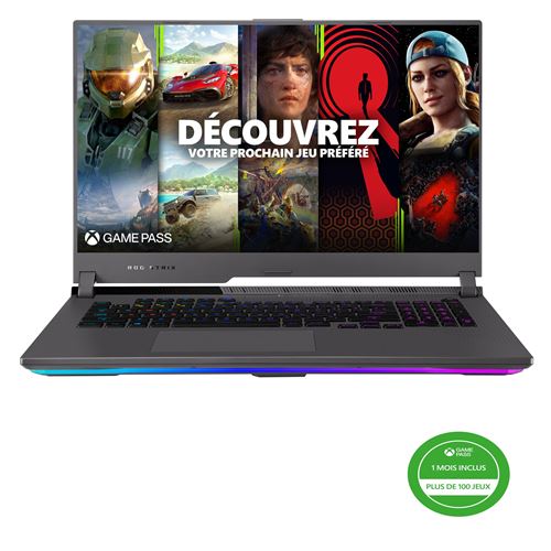 PC Portable Gaming Asus Rog Strix-G17-G713Rs-Ll007W 17.3" Amd Ryzen 9 32 Go Ram 1 To SSD Nvidia Rtx 3080 Gris + 1 Mois D’Abonnement Xbox Game Pass Inclus À L’Achat De L’Appareil