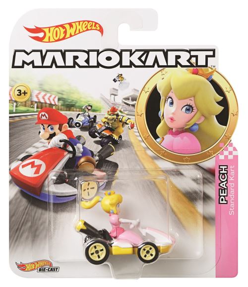 Hot Wheels Mario Kart Lot de 4 véhicules jouets à collectionner avec Tanooki Mario, Cat Peach, Toad Sneeker et Toadette Birthday Girl