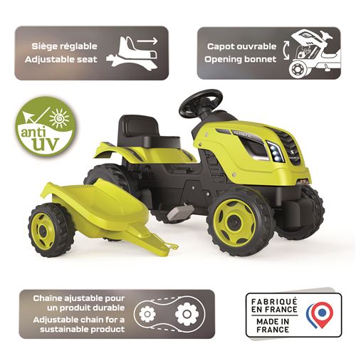 Tracteur à pédales Smoby avec une pelle à l'avant pas cher