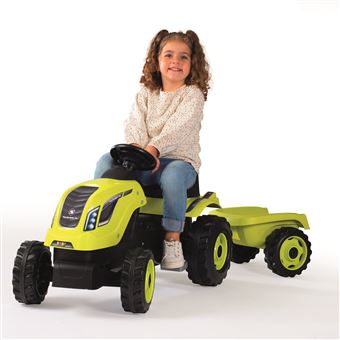 Tracteur à pédales Smoby avec remorque détachable